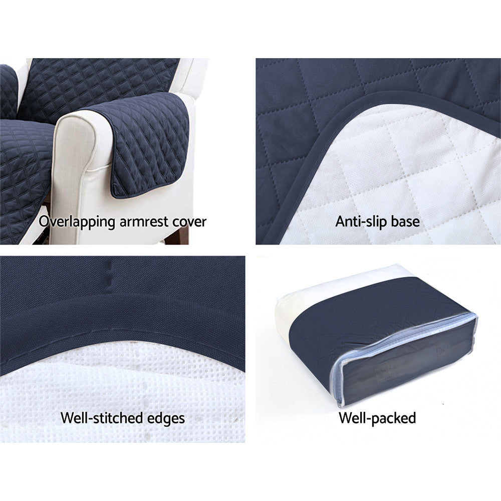 Artiss Sofa Cover Couch Covers 3 Seater Quilted Dark Grey SCOVER-PAD-3-DG
