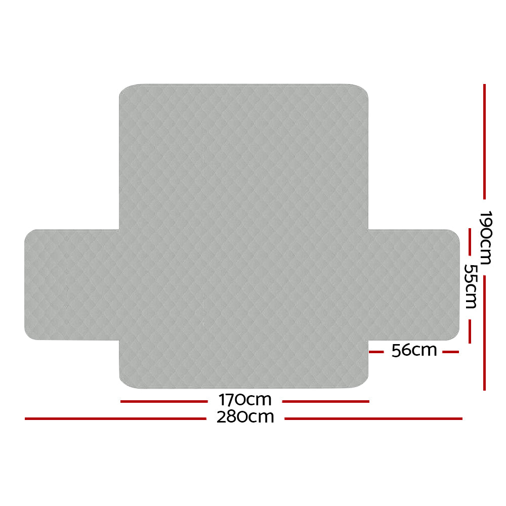 Artiss Sofa Cover Couch Covers 3 Seater Quilted Grey SCOVER-PAD-3-GY