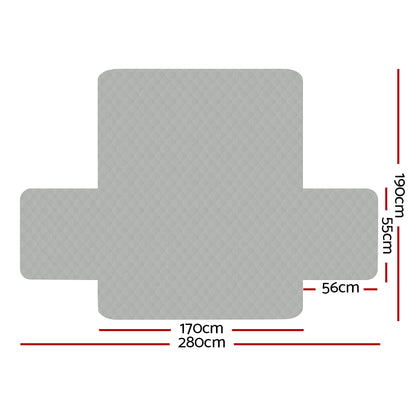 Artiss Sofa Cover Couch Covers 3 Seater Quilted Grey SCOVER-PAD-3-GY