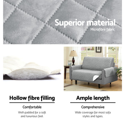 Artiss Sofa Cover Couch Covers 3 Seater Quilted Grey SCOVER-PAD-3-GY