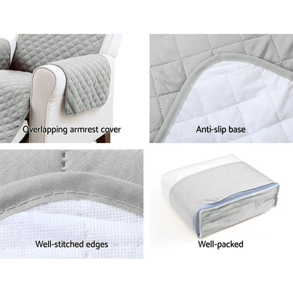 Artiss Sofa Cover Couch Covers 3 Seater Quilted Grey SCOVER-PAD-3-GY