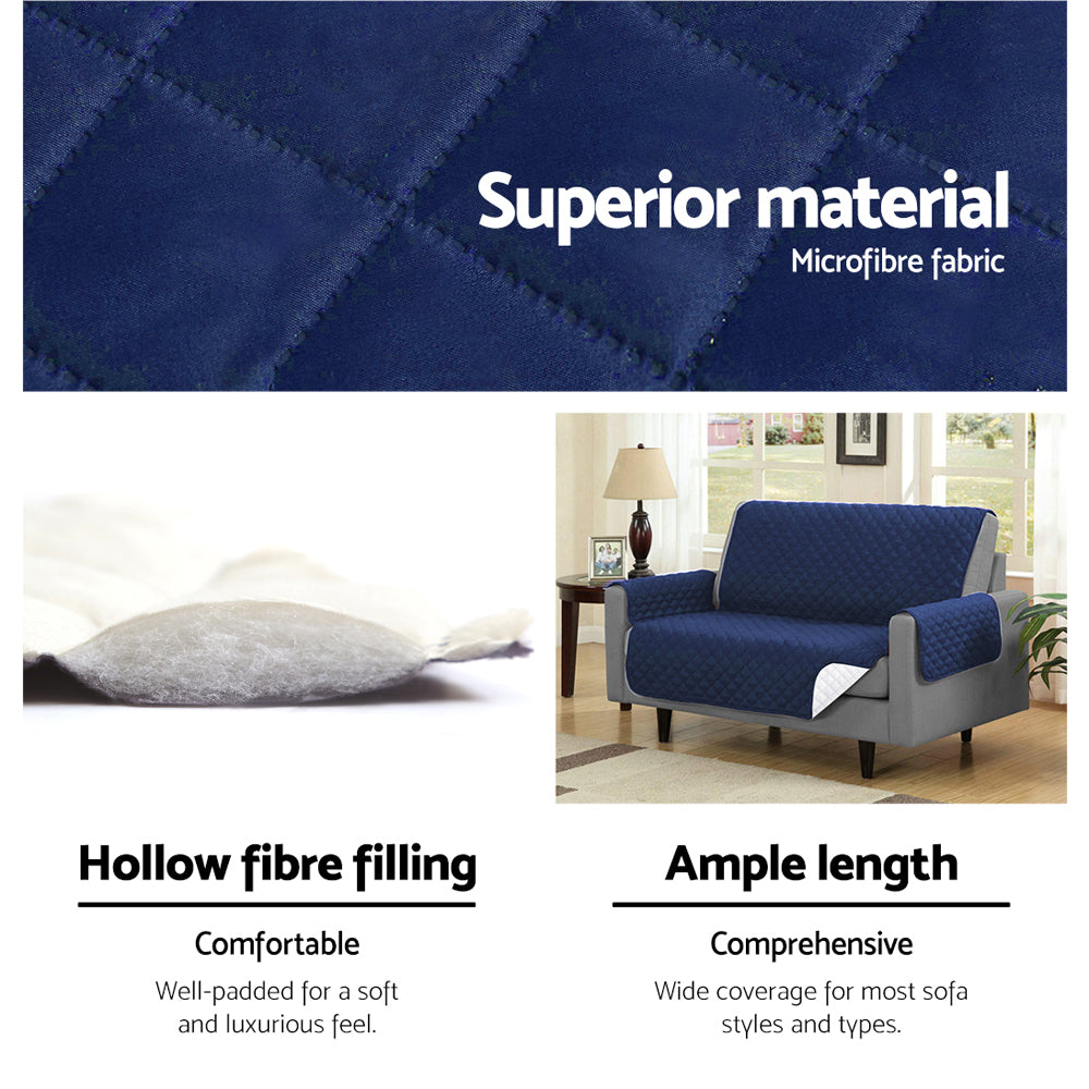 Artiss Sofa Cover Couch Covers 3 Seater Quilted Navy SCOVER-PAD-3-NY