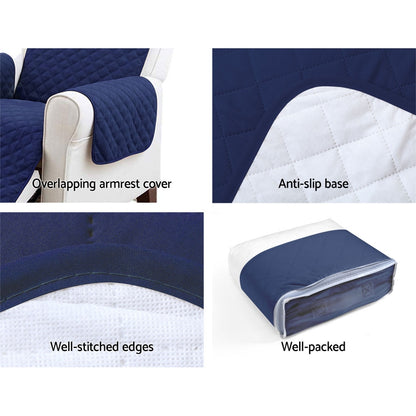 Artiss Sofa Cover Couch Covers 3 Seater Quilted Navy SCOVER-PAD-3-NY