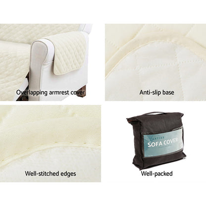 Artiss Sofa Cover Couch Covers 4 Seater 100% Water Resistant Beige SCOVER-PAD-WP-4-BG