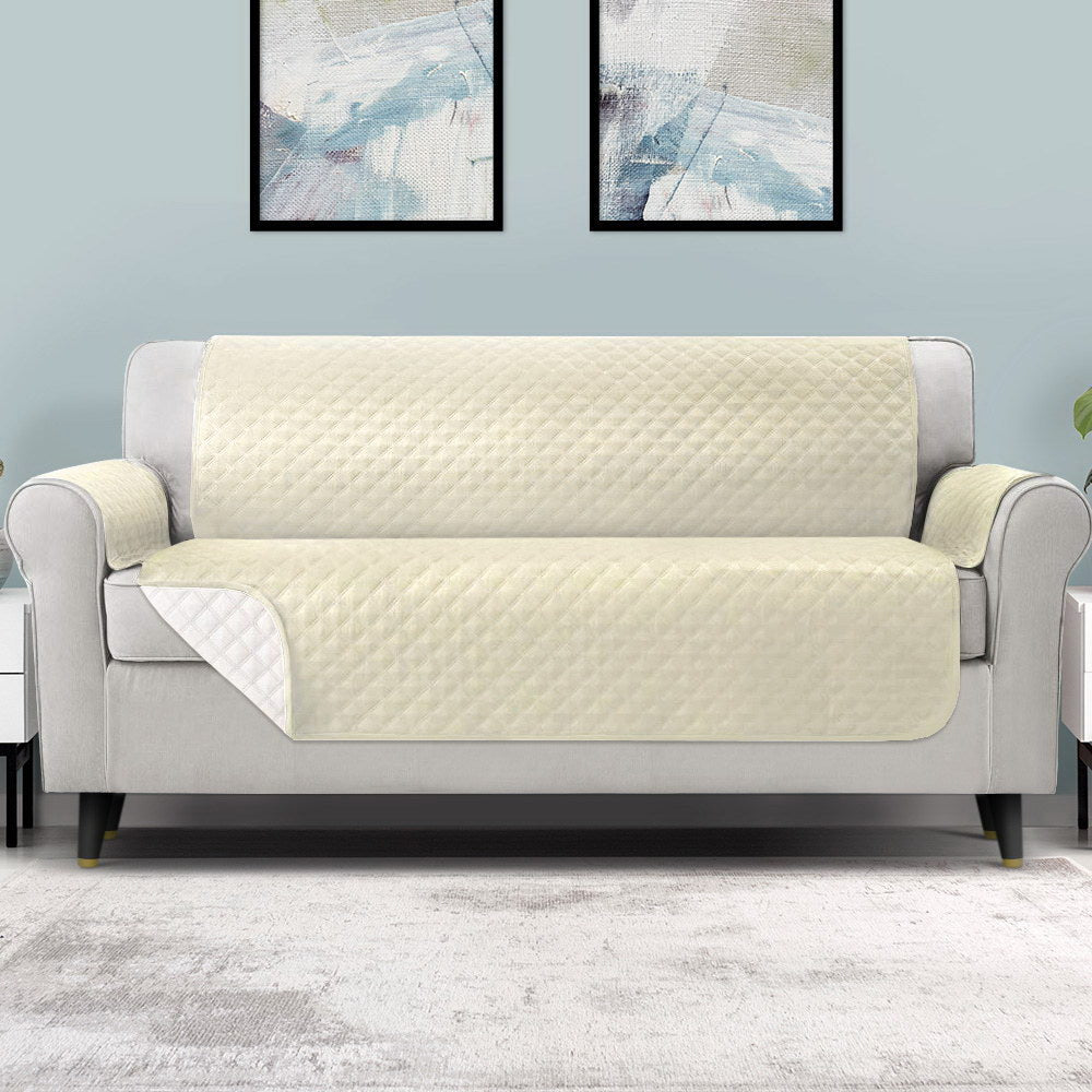 Artiss Sofa Cover Couch Covers 4 Seater 100% Water Resistant Beige SCOVER-PAD-WP-4-BG