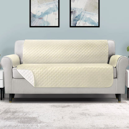 Artiss Sofa Cover Couch Covers 4 Seater 100% Water Resistant Beige SCOVER-PAD-WP-4-BG