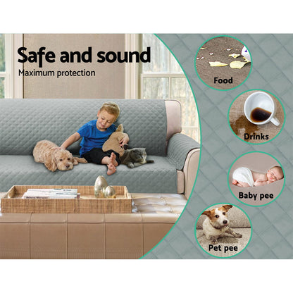 Artiss Sofa Cover Couch Covers 4 Seater 100% Water Resistant Grey SCOVER-PAD-WP-4-GY