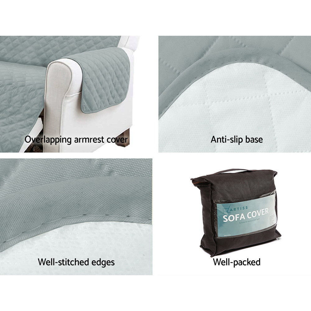Artiss Sofa Cover Couch Covers 4 Seater 100% Water Resistant Grey SCOVER-PAD-WP-4-GY