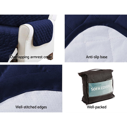 Artiss Sofa Cover Couch Covers 4 Seater 100% Water Resistant Navy SCOVER-PAD-WP-4-NY