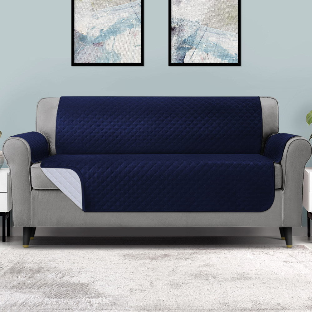 Artiss Sofa Cover Couch Covers 4 Seater 100% Water Resistant Navy SCOVER-PAD-WP-4-NY