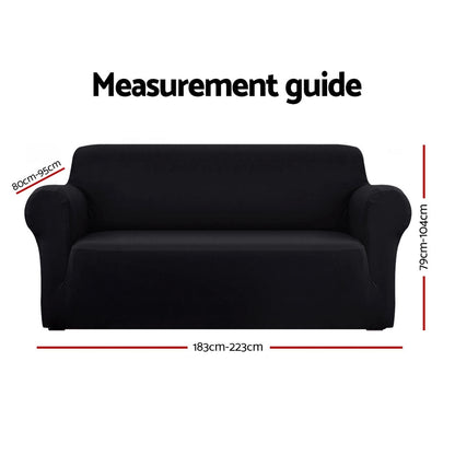 Artiss Sofa Cover Couch Covers 3 Seater Stretch Black SCOVER-ST-3-BK