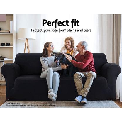 Artiss Sofa Cover Couch Covers 3 Seater Stretch Black SCOVER-ST-3-BK