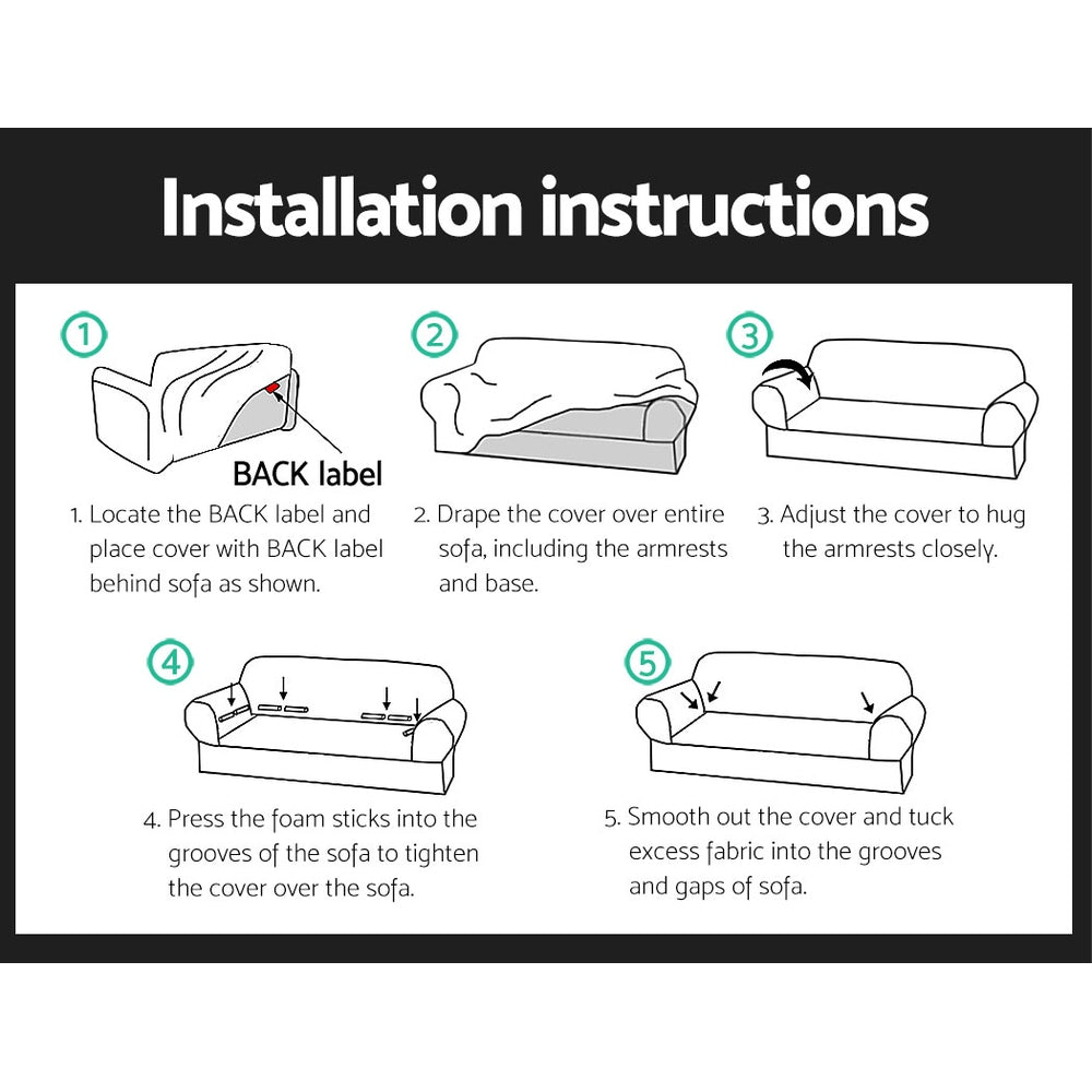 Artiss Sofa Cover Couch Covers 3 Seater Stretch Black SCOVER-ST-3-BK