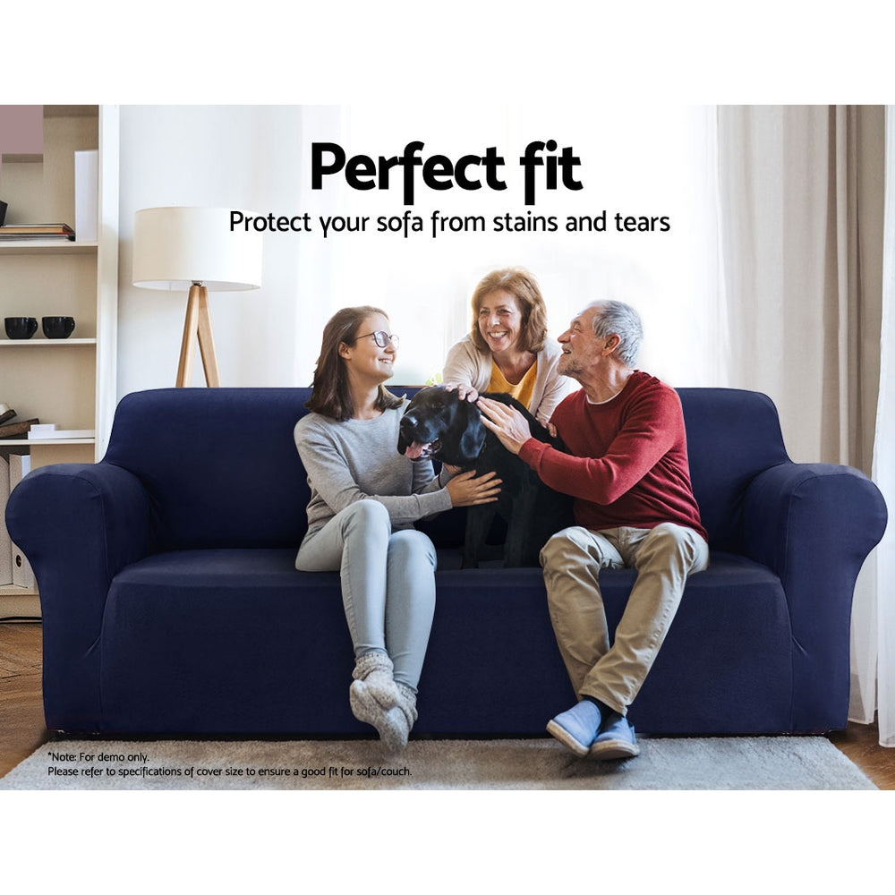 Artiss Sofa Cover Couch Covers 3 Seater Stretch Navy SCOVER-ST-3-NY