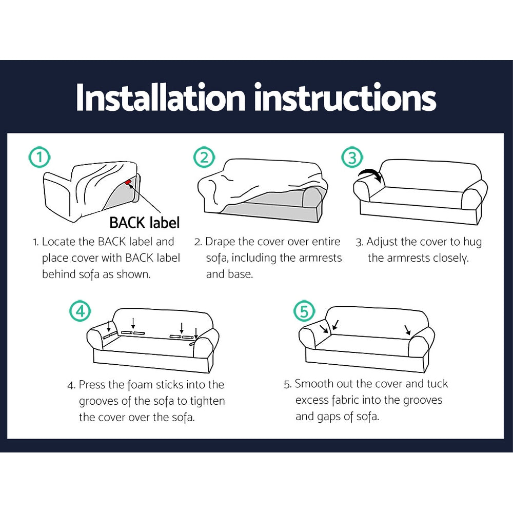 Artiss Sofa Cover Couch Covers 3 Seater Stretch Navy SCOVER-ST-3-NY