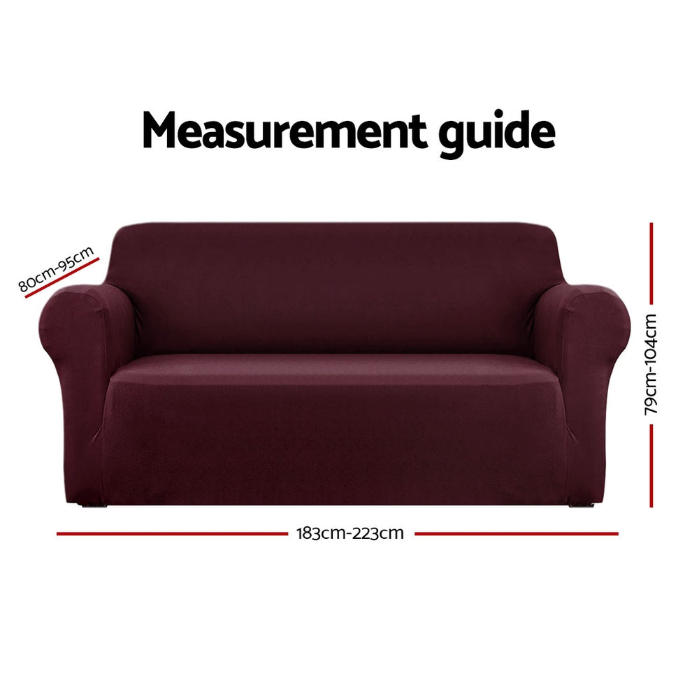 Artiss Sofa Cover Couch Covers 3 Seater Stretch Burgundy SCOVER-ST-3-WR