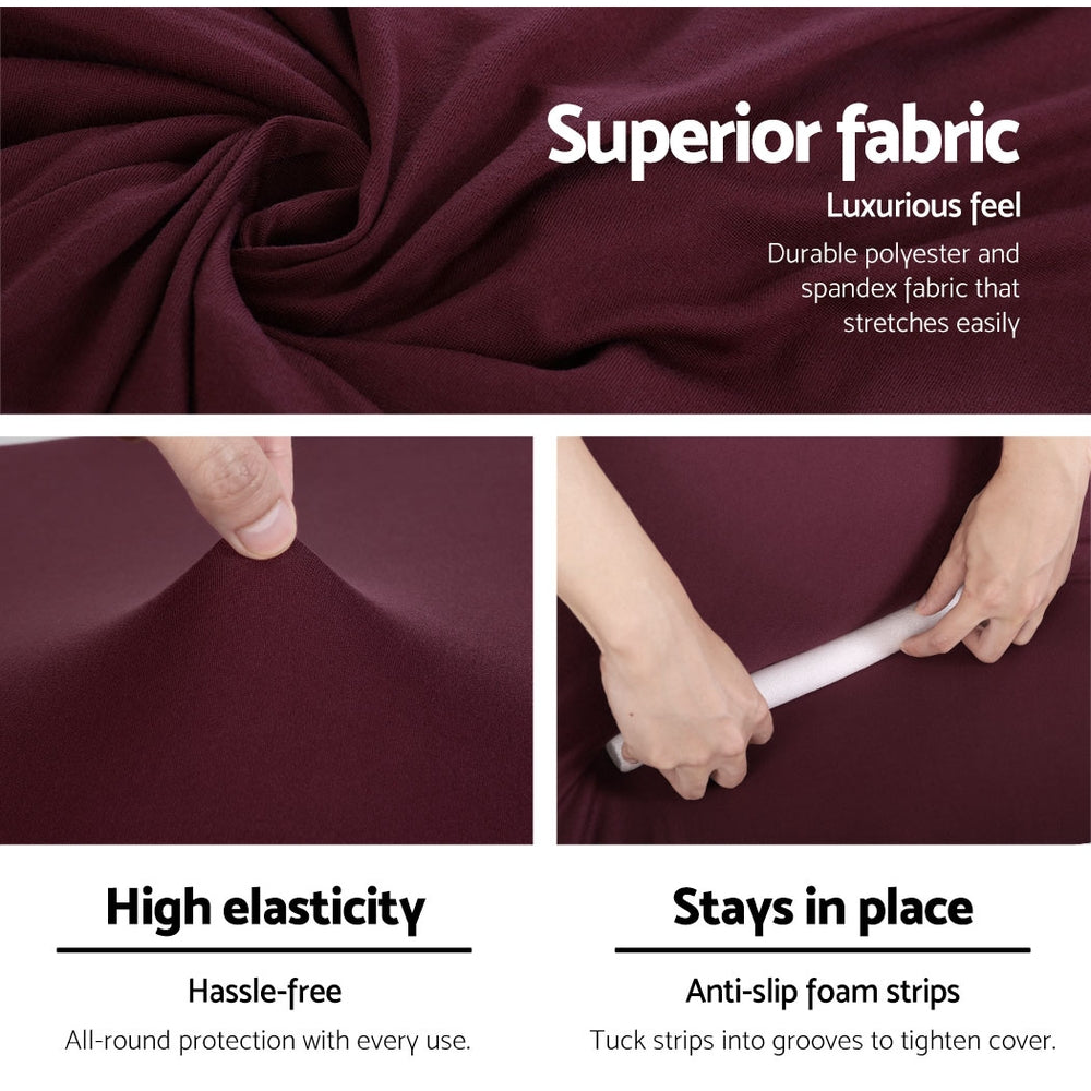 Artiss Sofa Cover Couch Covers 3 Seater Stretch Burgundy SCOVER-ST-3-WR