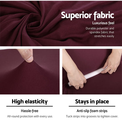 Artiss Sofa Cover Couch Covers 3 Seater Stretch Burgundy SCOVER-ST-3-WR