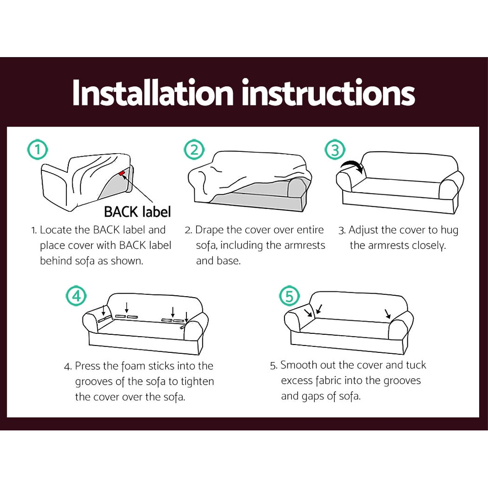 Artiss Sofa Cover Couch Covers 3 Seater Stretch Burgundy SCOVER-ST-3-WR