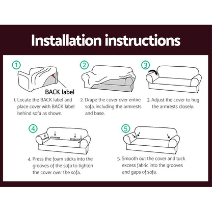 Artiss Sofa Cover Couch Covers 3 Seater Stretch Burgundy SCOVER-ST-3-WR