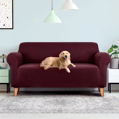 Artiss Sofa Cover Couch Covers 3 Seater Stretch Burgundy SCOVER-ST-3-WR