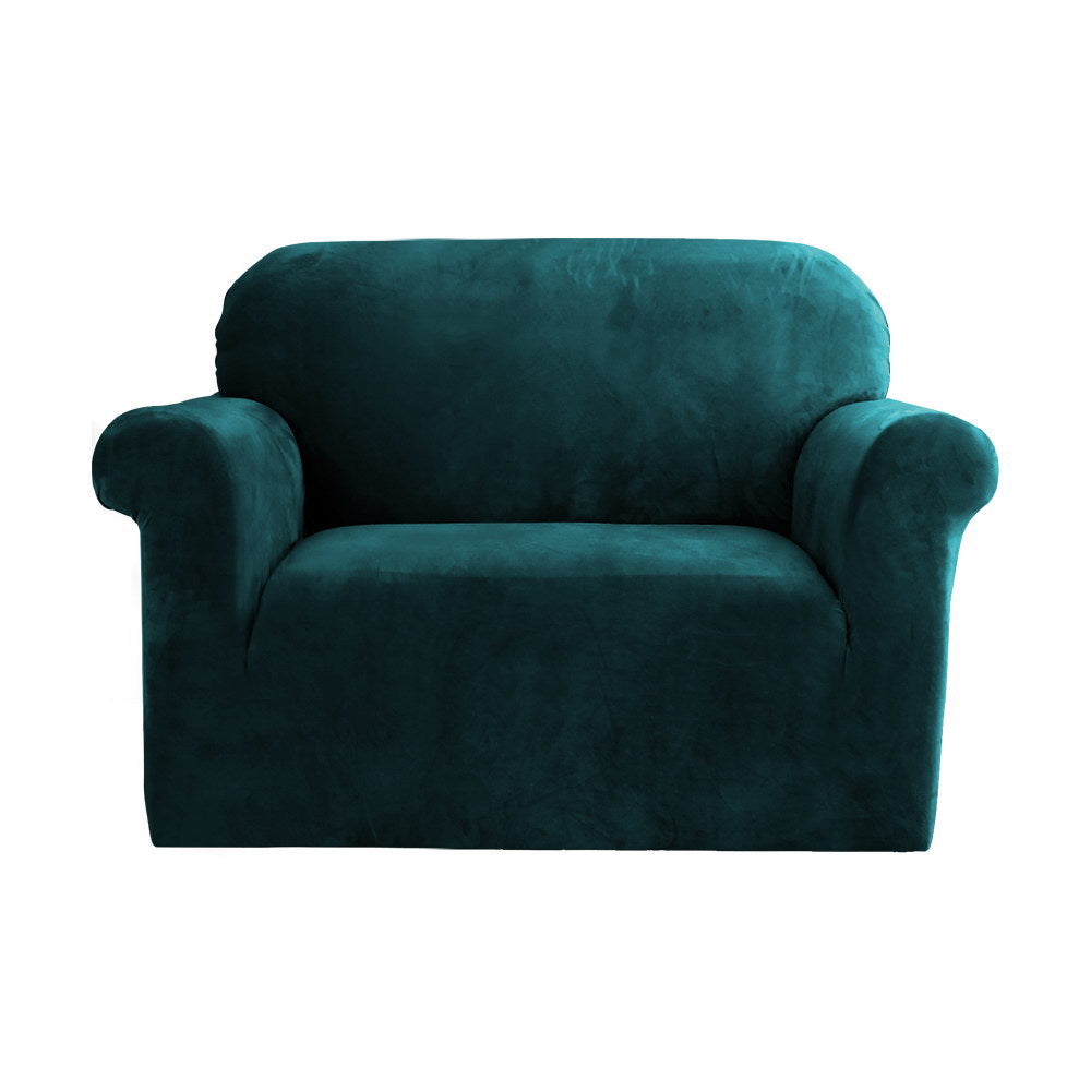 Artiss Sofa Cover Couch Covers 1 Seater Velvet Agate Green SCOVER-VEL-1-AG