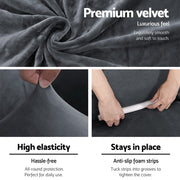 Artiss Sofa Cover Couch Covers 1 Seater Velvet Grey SCOVER-VEL-1-GY