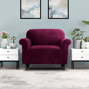 Artiss Sofa Cover Couch Covers 1 Seater Velvet Ruby Red SCOVER-VEL-1-RD