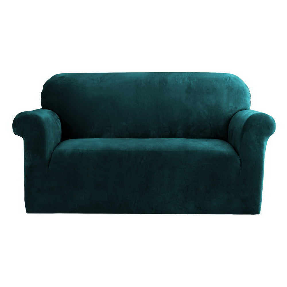 Artiss Sofa Cover Couch Covers 2 Seater Velvet Agate Green SCOVER-VEL-2-AG