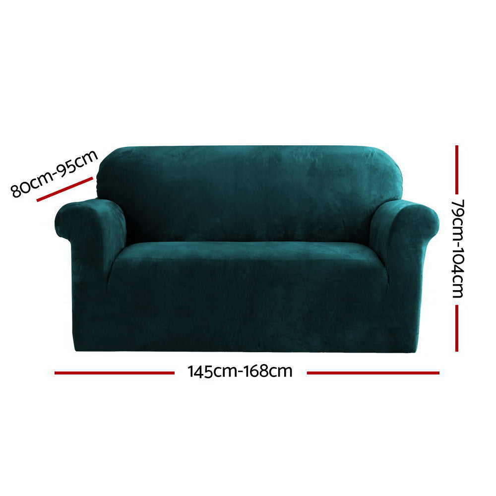 Artiss Sofa Cover Couch Covers 2 Seater Velvet Agate Green SCOVER-VEL-2-AG