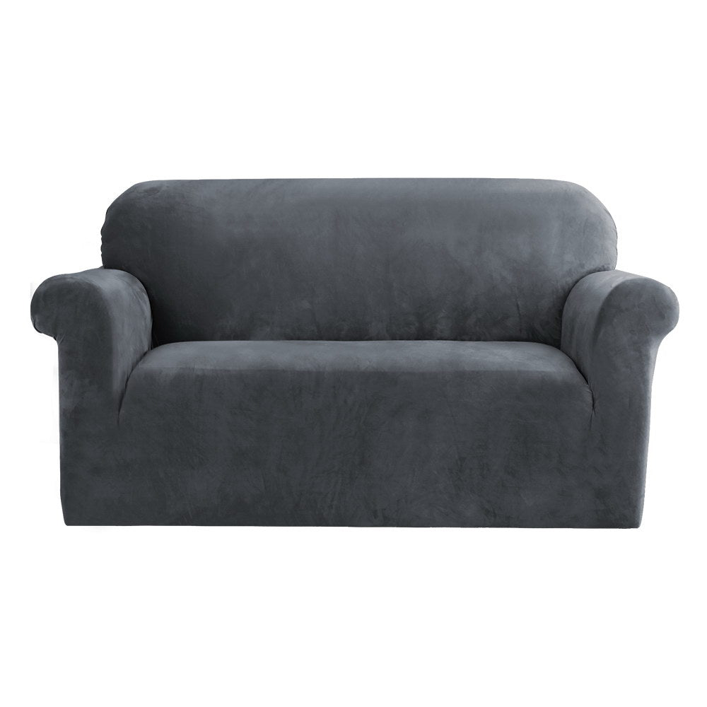 Artiss Sofa Cover Couch Covers 2 Seater Velvet Grey SCOVER-VEL-2-GY