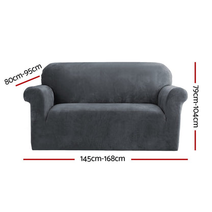 Artiss Sofa Cover Couch Covers 2 Seater Velvet Grey SCOVER-VEL-2-GY