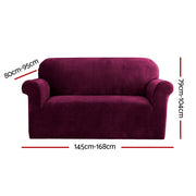 Artiss Sofa Cover Couch Covers 2 Seater Velvet Ruby Red SCOVER-VEL-2-RD