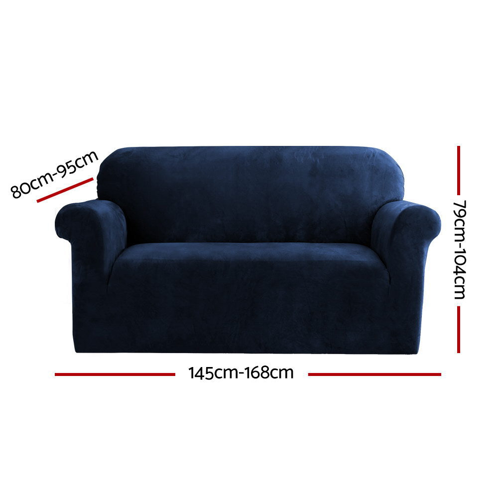 Artiss Sofa Cover Couch Covers 2 Seater Velvet Sapphire SCOVER-VEL-2-SP