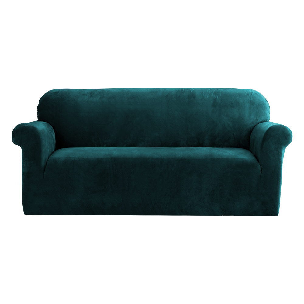Artiss Sofa Cover Couch Covers 3 Seater Velvet Agate Green SCOVER-VEL-3-AG