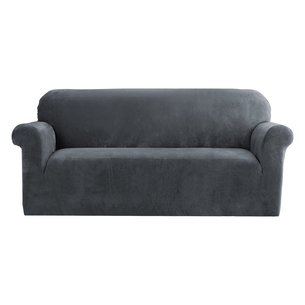 Artiss Sofa Cover Couch Covers 3 Seater Velvet Grey SCOVER-VEL-3-GY