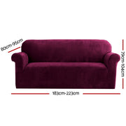 Artiss Sofa Cover Couch Covers 3 Seater Velvet Ruby Red SCOVER-VEL-3-RD