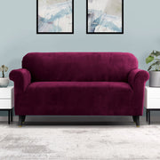 Artiss Sofa Cover Couch Covers 3 Seater Velvet Ruby Red SCOVER-VEL-3-RD