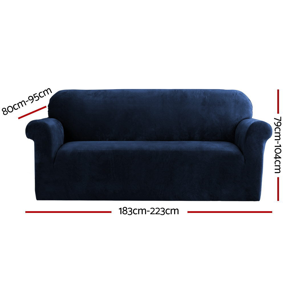 Artiss Sofa Cover Couch Covers 3 Seater Velvet Sapphire SCOVER-VEL-3-SP
