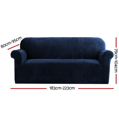 Artiss Sofa Cover Couch Covers 3 Seater Velvet Sapphire SCOVER-VEL-3-SP
