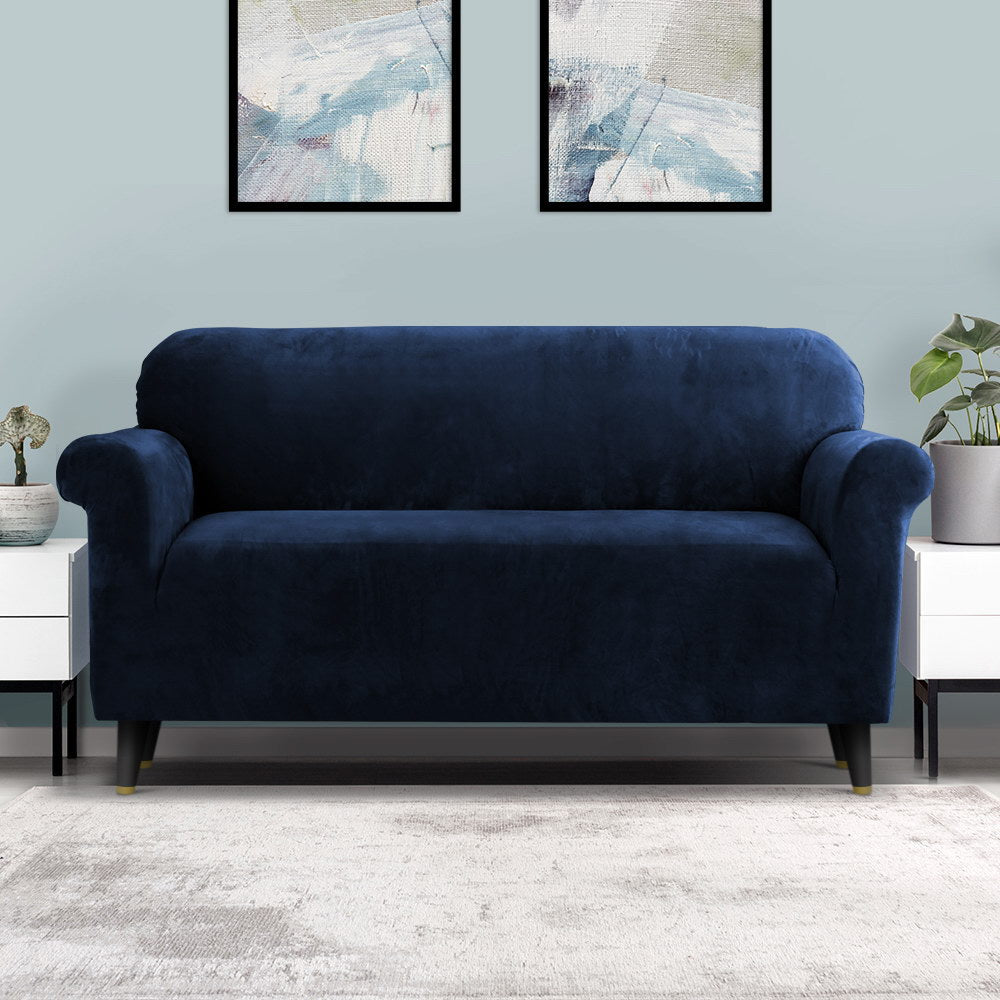 Artiss Sofa Cover Couch Covers 3 Seater Velvet Sapphire SCOVER-VEL-3-SP