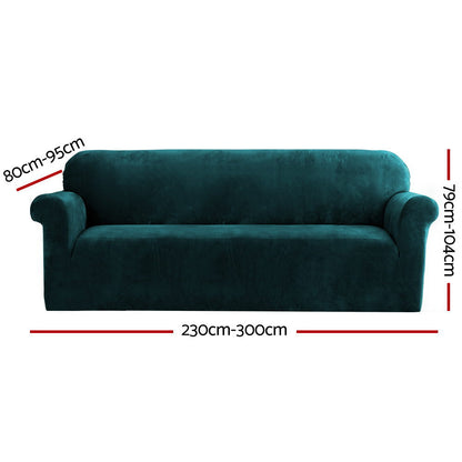 Artiss Sofa Cover Couch Covers 4 Seater Velvet Agate Green SCOVER-VEL-4-AG