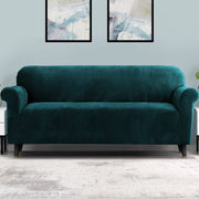 Artiss Sofa Cover Couch Covers 4 Seater Velvet Agate Green SCOVER-VEL-4-AG