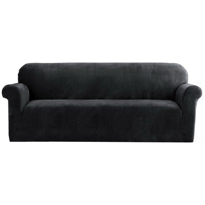 Artiss Sofa Cover Couch Covers 4 Seater Velvet Black SCOVER-VEL-4-BK