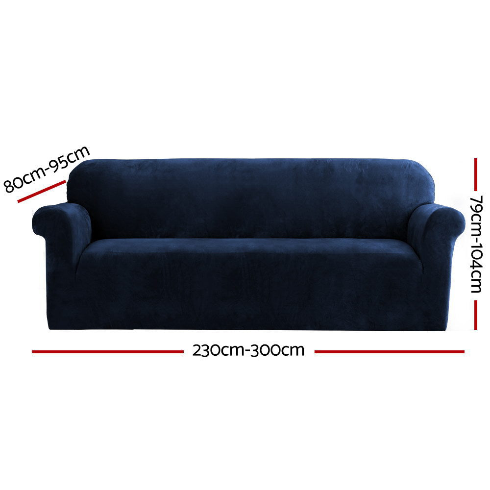 Artiss Sofa Cover Couch Covers 4 Seater Velvet Sapphire SCOVER-VEL-4-SP