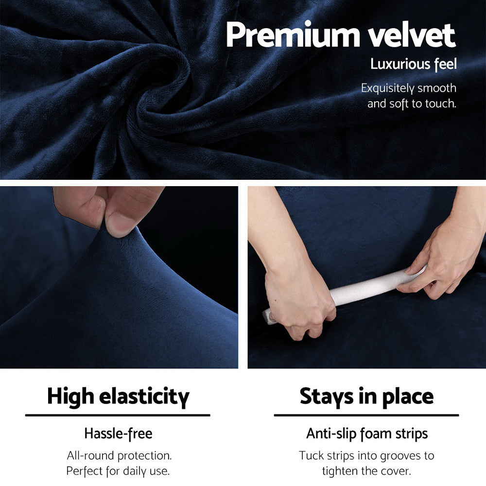 Artiss Sofa Cover Couch Covers 4 Seater Velvet Sapphire SCOVER-VEL-4-SP