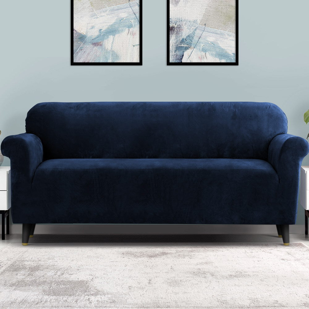 Artiss Sofa Cover Couch Covers 4 Seater Velvet Sapphire SCOVER-VEL-4-SP