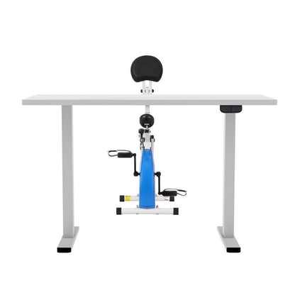 Artiss Under Desk Folding X-Bike with 140cm Automatic Standing Desk Magnetic Resistance White SDEB-114G-WH-140-DB02