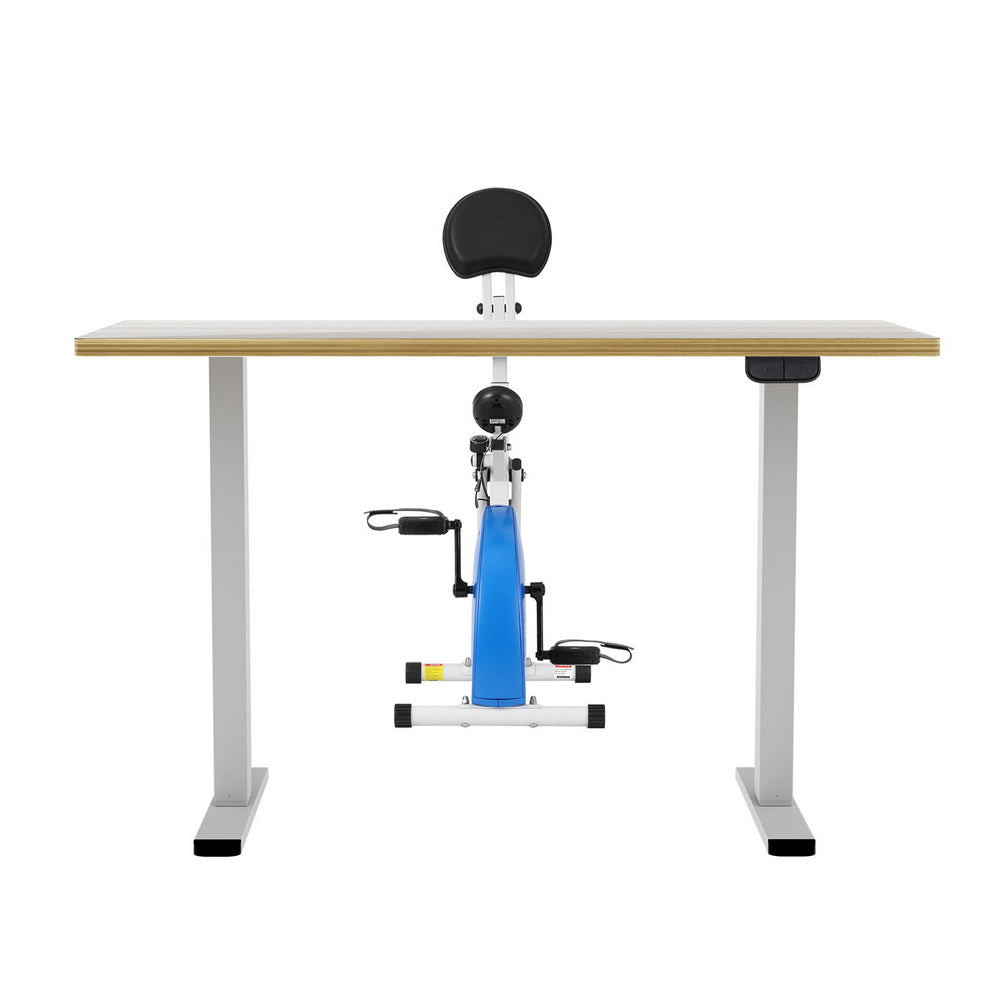 Artiss Under Desk Folding X-Bike with 140cm Automatic Standing Desk Magnetic Resistance Oak SDEB-114G-WHNT-140-DB02