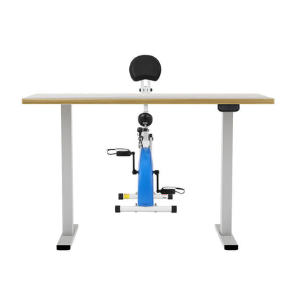 Artiss Under Desk Folding X-Bike with 140cm Automatic Standing Desk Magnetic Resistance Oak SDEB-114G-WHNT-140-DB02